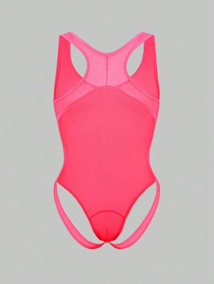 Men's Sheer Mesh Backless Bodysuit For Role Play And Intimate Occasions